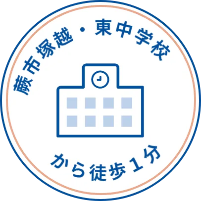 蕨市塚越・東中学校から徒歩1分
